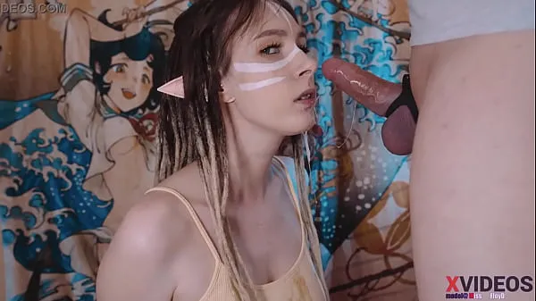 Cute girl elf in dreadlocks sucking my cock juicy! Drooling deep blowjob ! Deep throat my beautiful girlfriend Video hangat Besar