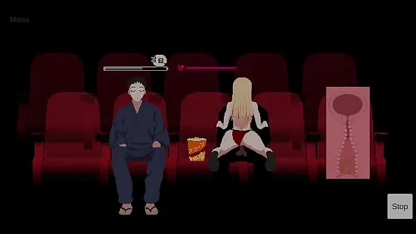 Grote Stranger starts to turn on blonde girl at the cinema and fucks her next to his friend who doesn't notice - My Dress Up Darling In Cinema warme video's